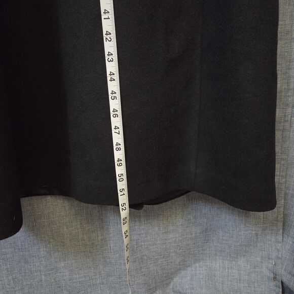 Plaerpener Long Double Breasted Coat Women’s 12 Black Wool Blend - Picture 11 of 13